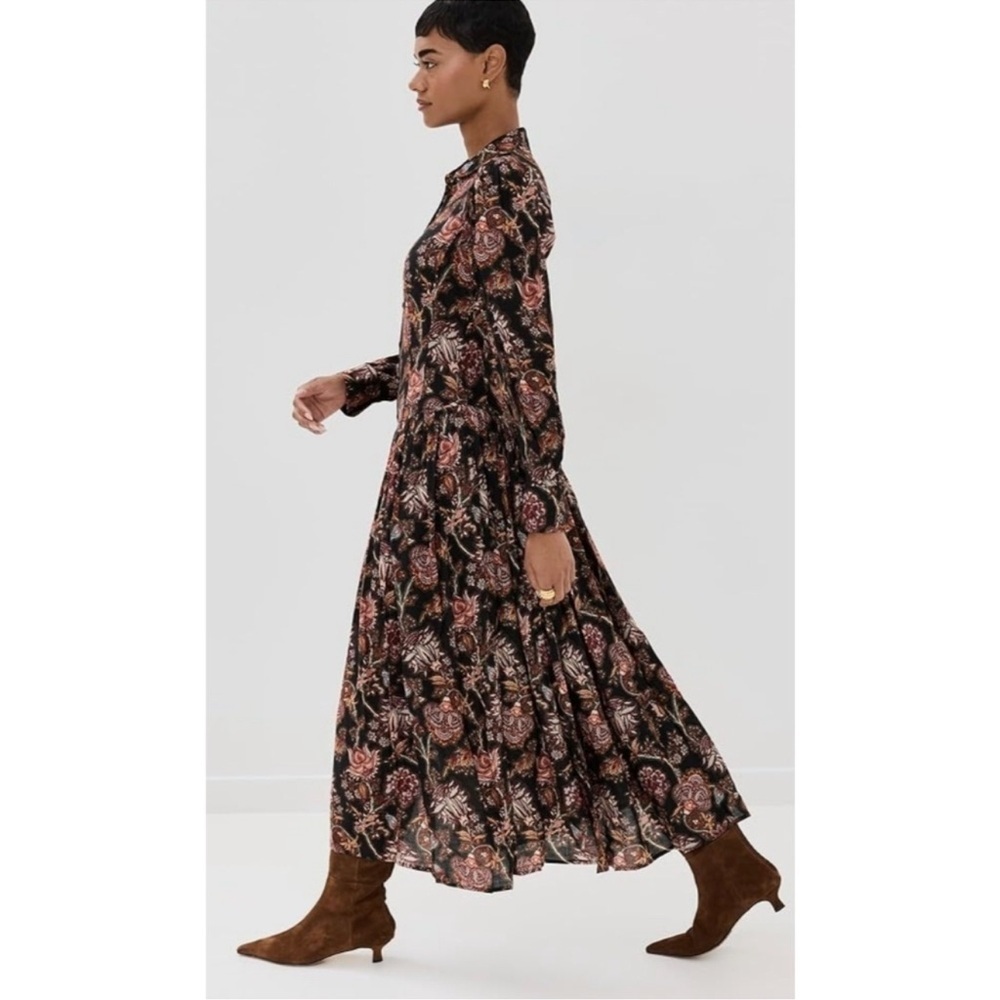 NWOT Ulla Johnson Celia Button Down Wool Blend Dress In Viola Floral Print Sz 2 - Picture 4 of 12